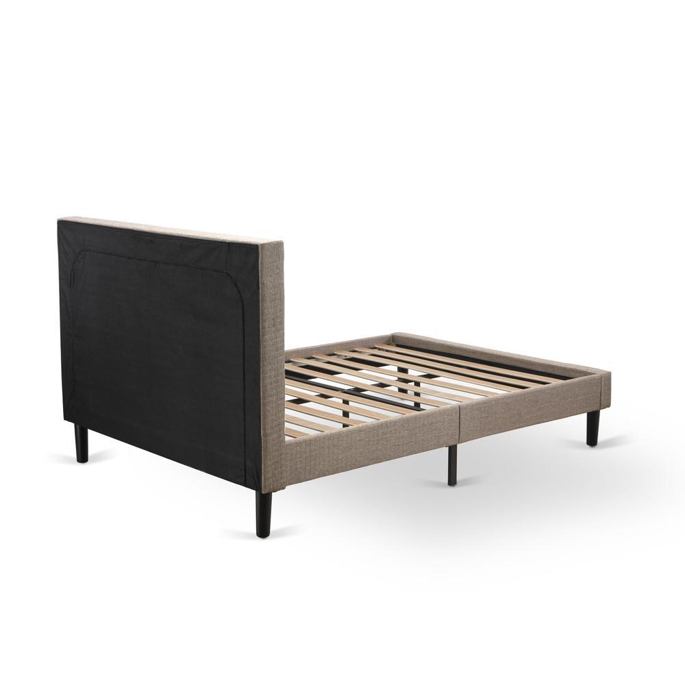 KD16F-1GA0C 2 Pc Full Size Bed Set - Platform Bed Dark Khaki Headboard with 1 Nightstand - Black Finish Legs. Picture 6