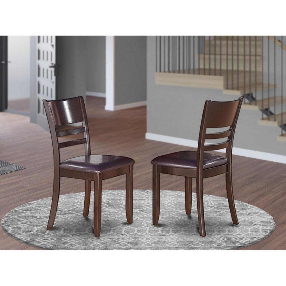 Lynfield  Dining  Chair  with  Faux  Leather  Upholstered  Seat  in  Cappuccino  Finish,  Set  of  2. Picture 2