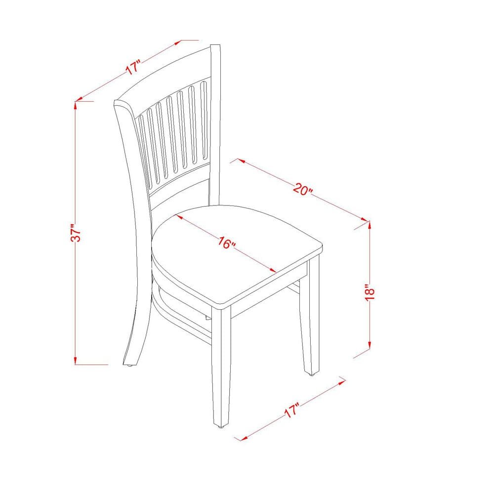 East West Furniture - DMVA5-LWH-W - 5-Pc Kitchen Dining Room Set- 4 Mid Century Chair with Wooden Seat and Slatted Chair Back - Drop Leaves Round Table - Linen White Finish. Picture 3
