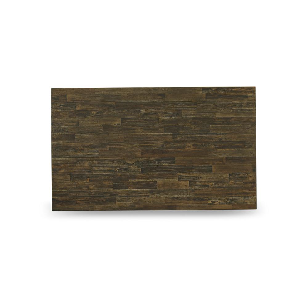 X676MZ650-5 5 Piece Table Set - Distressed Jacobean Dinner Table with 4 Dark Gotham Grey Dining Chairs - Wire Brushed Black Finish. Picture 5