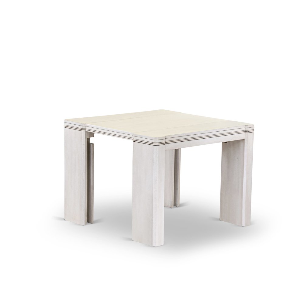 9 Pieces Extendable Dining Set, Antique White. Picture 2