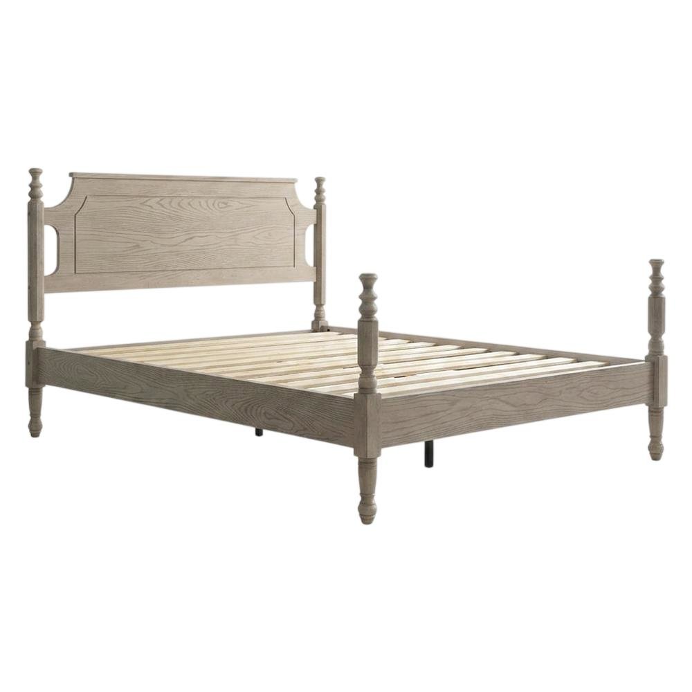 Solid Wood Platform Bed with Headboard, Traditional Queen Size. Picture 1