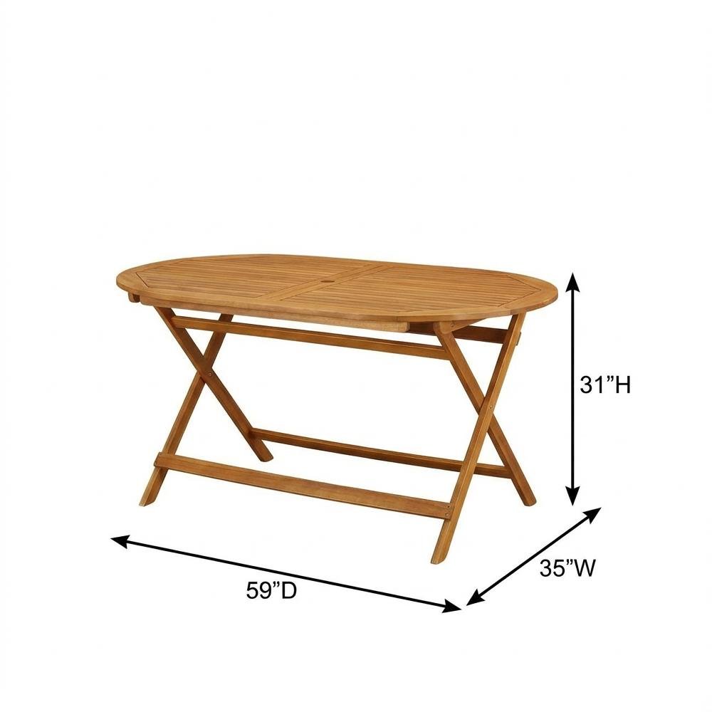 7-Piece Outdoor Dining Set - Oil Finish, Wood Construction. Picture 6