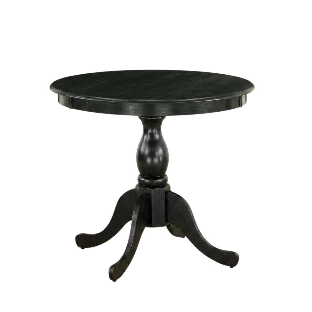 Black Round Pedestal Dining Table, Traditional Style, Seats 4. Picture 1