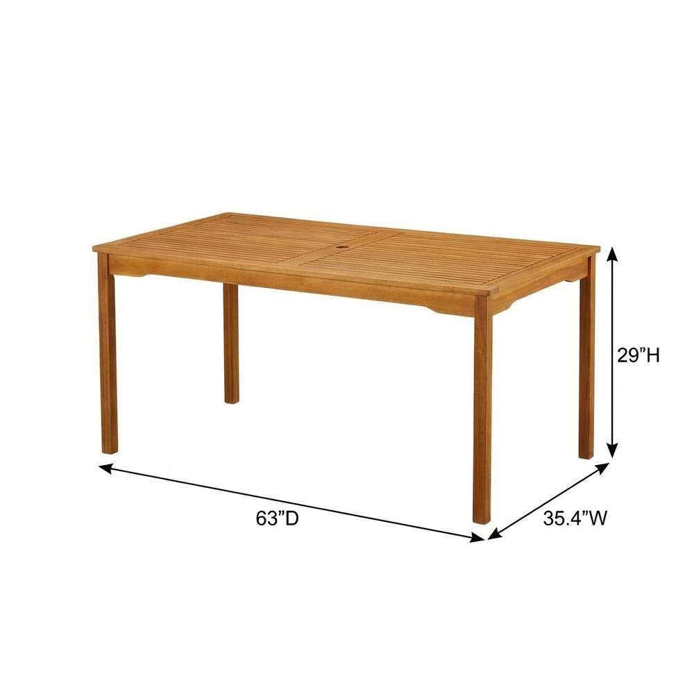 Oil Finish Wooden Patio Dining Table Set with 6 Outdoor Chairs. Picture 6