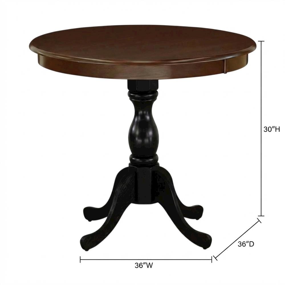 Mahogany Black Round Pedestal Dining Table, Seats 4. Picture 7