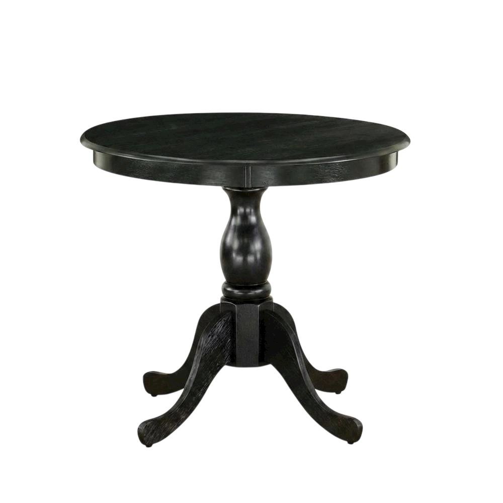 Black Round Pedestal Dining Table, Traditional Style, Seats 4. Picture 4