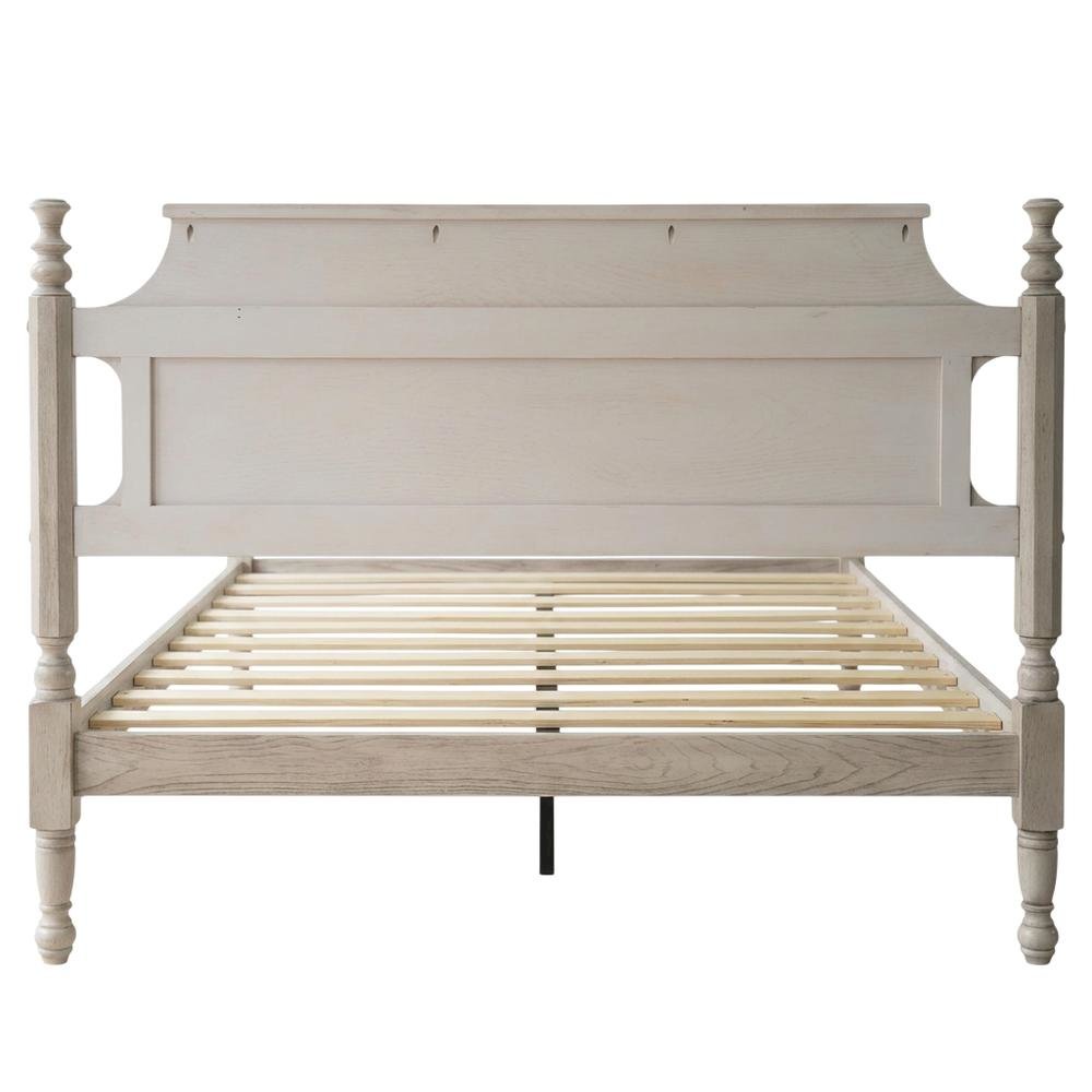 Solid Wood Platform Bed with Headboard, Traditional Queen Size. Picture 5