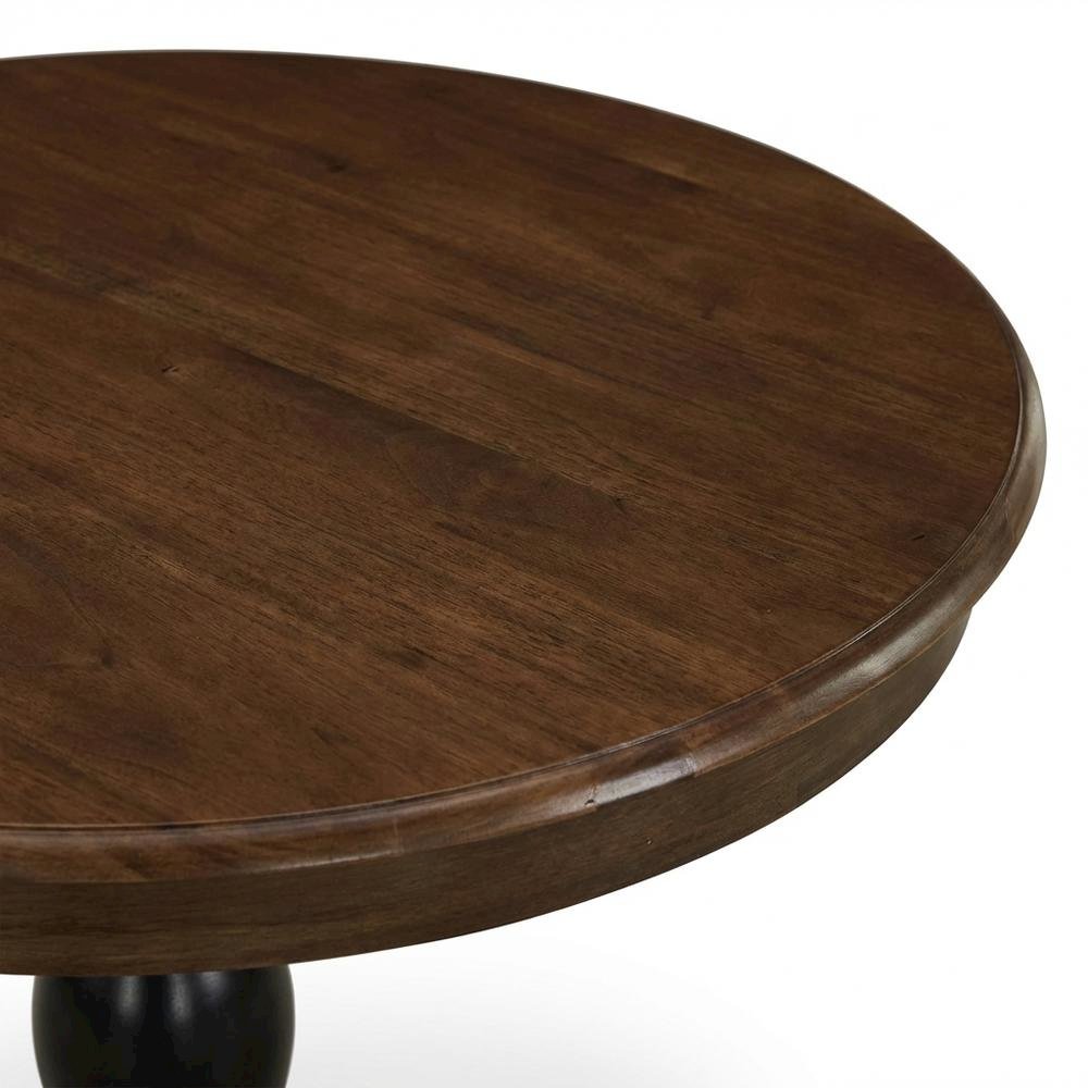 Round Pedestal Wood Dining Table, Traditional Style, Seats 4. Picture 6