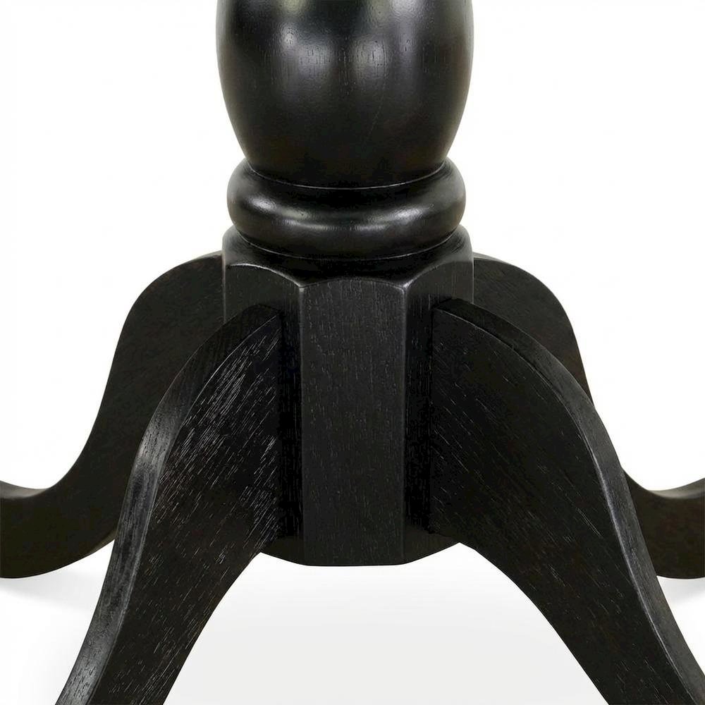 Black Round Pedestal Dining Table, Traditional Style, Seats 4. Picture 5