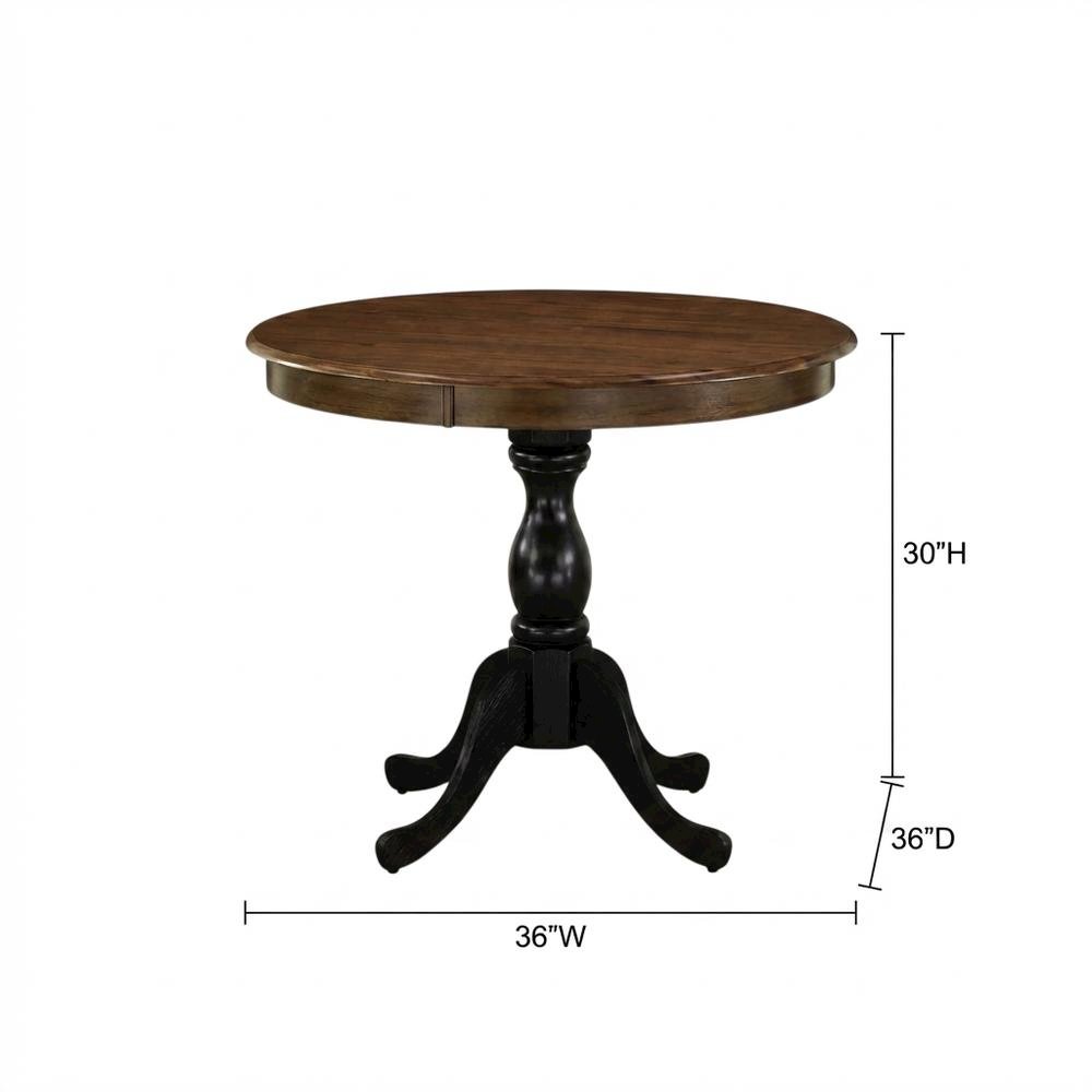 Round Pedestal Wood Dining Table, Traditional Style, Seats 4. Picture 7