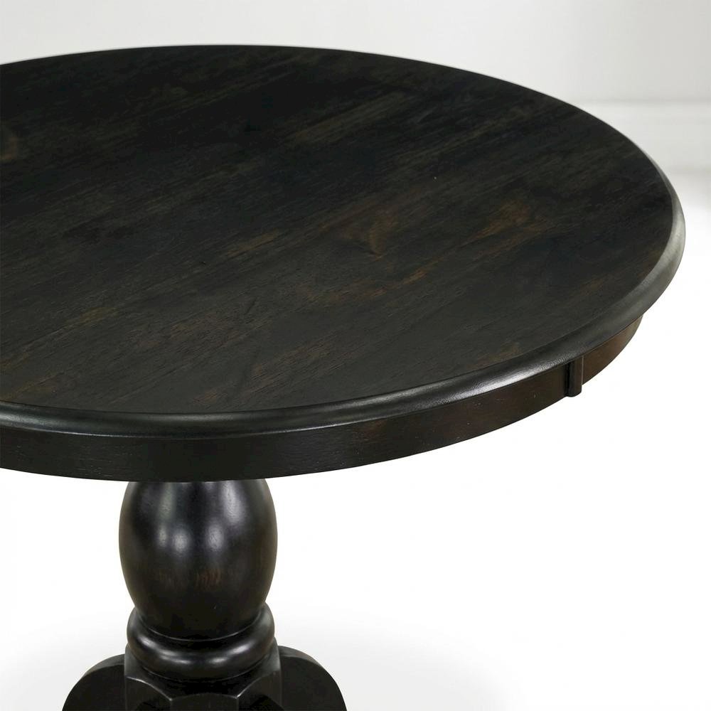 Black Round Pedestal Dining Table, Traditional Style, Seats 4. Picture 6