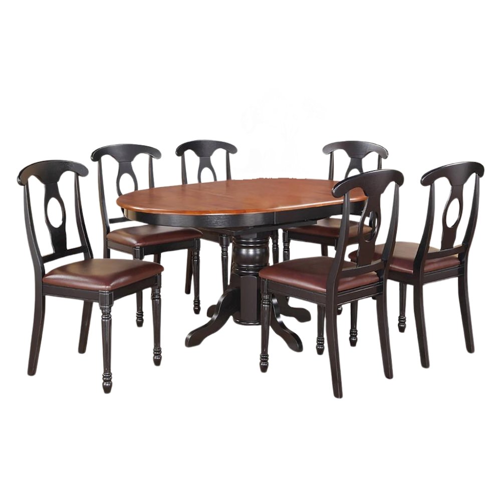 Black Oval Kitchen Table and Chairs, 7 Pc Dining Table Set for 6. Picture 1