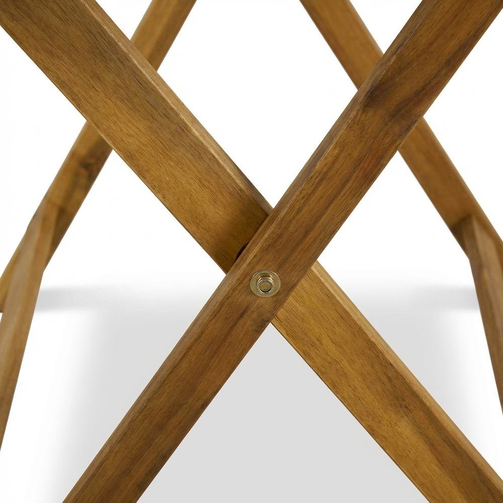 3-Pc Oil-Finish Wood Patio Dining Set with Folding Table and 2 Camping Chairs. Picture 5