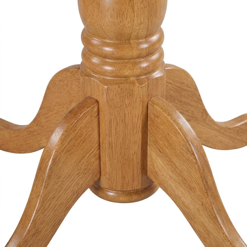Solid Wood Round Drop-Leaf Kitchen Nook 3-Piece, Slatted Chairs. Picture 5