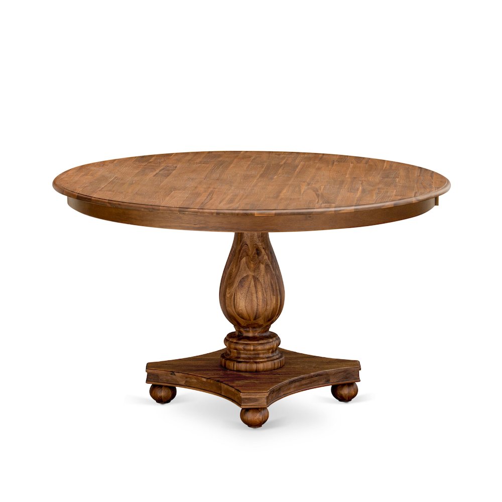 5-Pc Kitchen Table Set Of A Pedestal Kitchen Table, 4 Light Tan Dining Chairs. Picture 3
