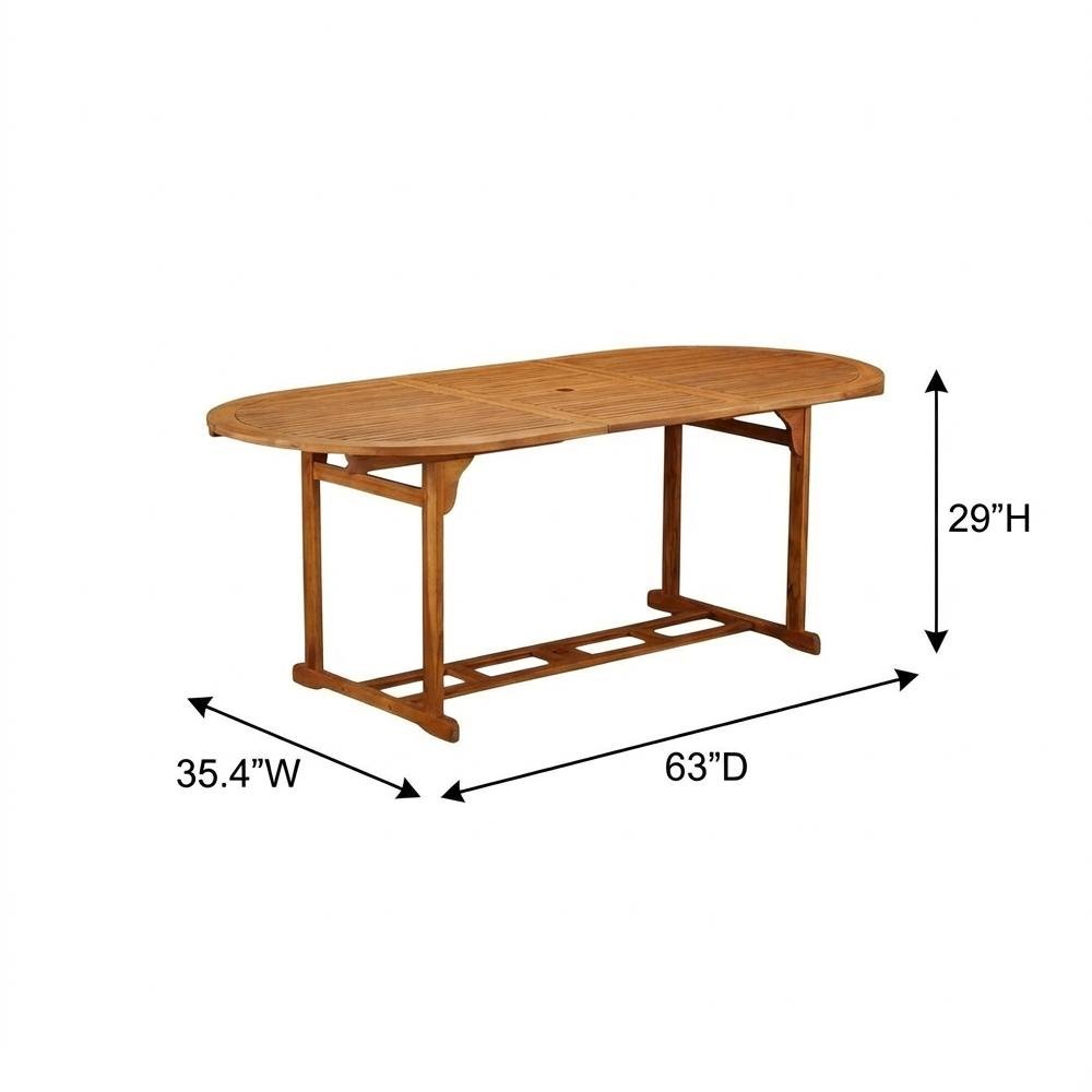 7-Piece Outdoor Patio Dining Set with Oval Acacia Wood Table and 6 Chairs. Picture 6