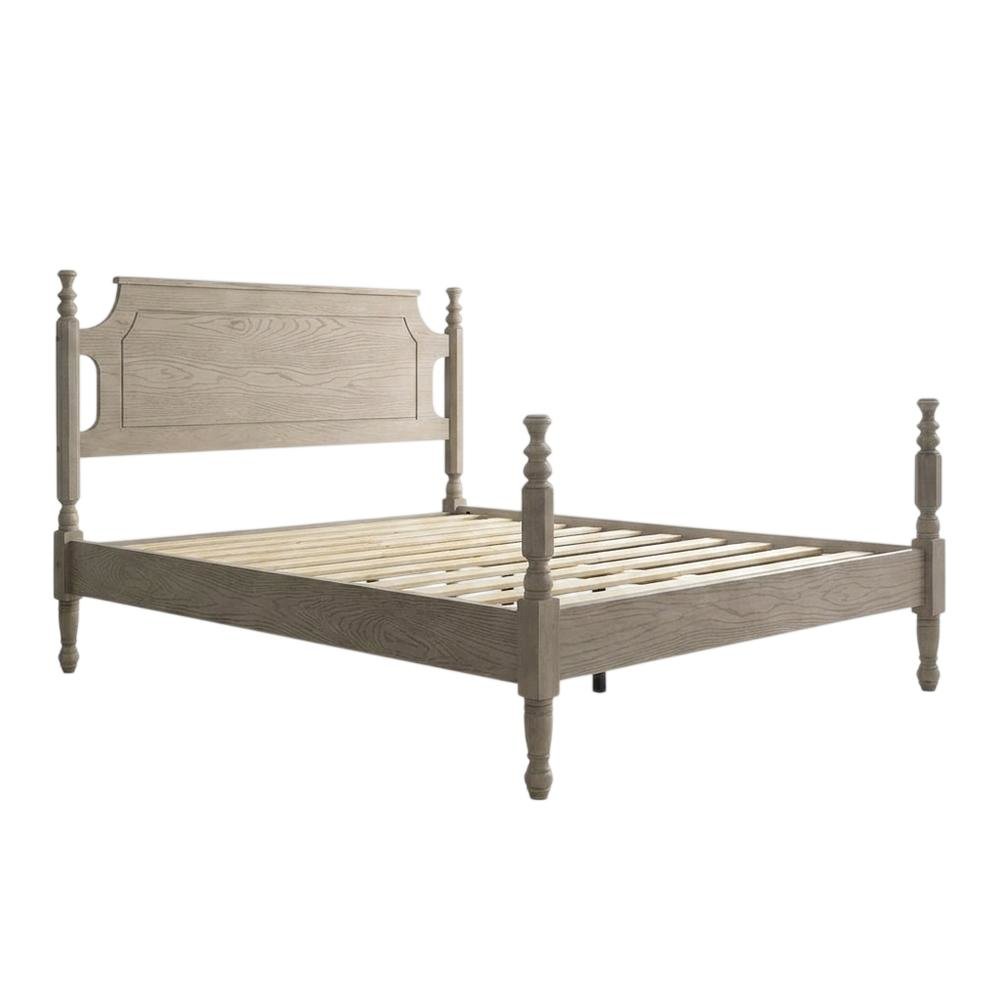 Solid Wood Platform Bed with Headboard, Traditional King Size. Picture 1