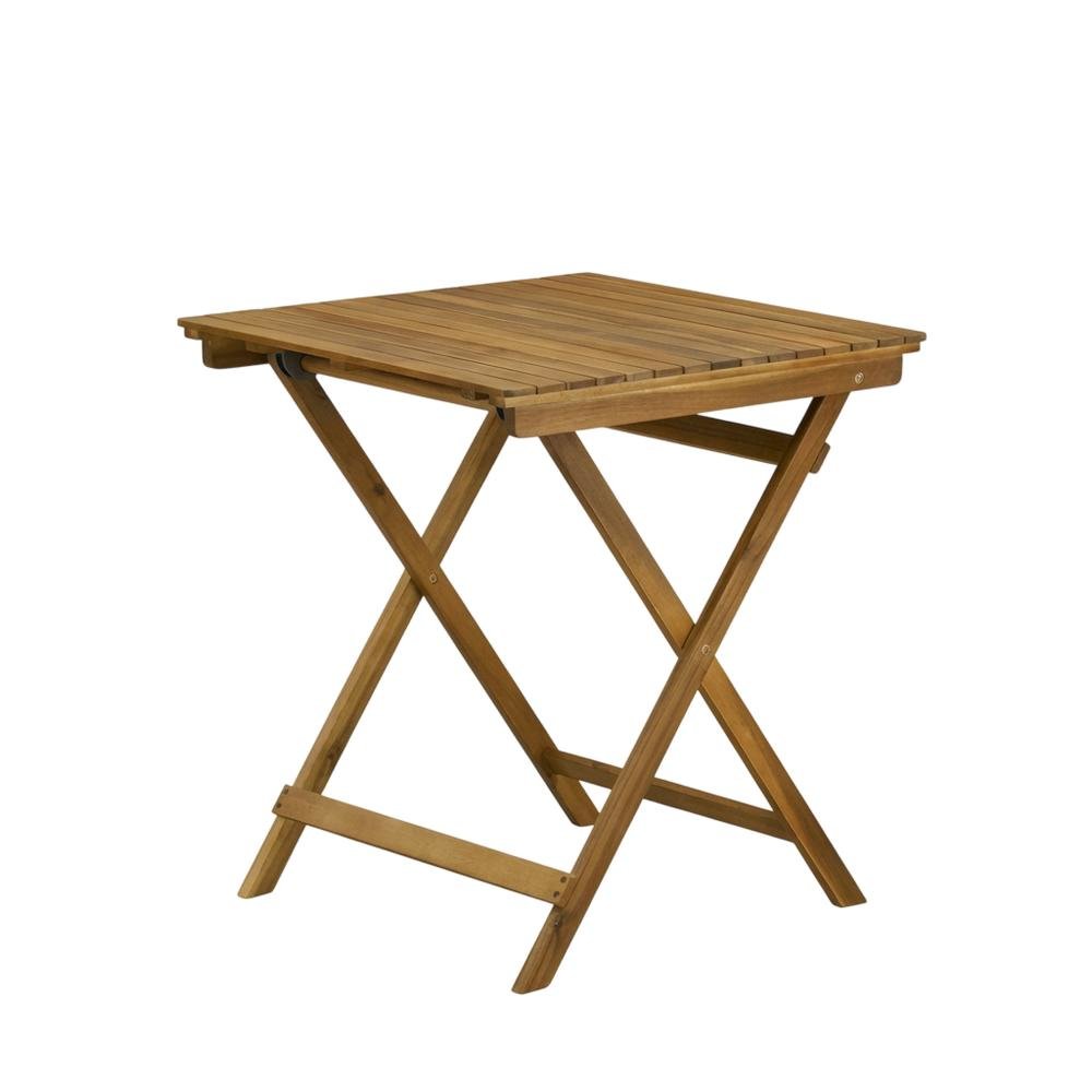 3-Pc Oil-Finish Wood Patio Dining Set with Folding Table and 2 Camping Chairs. Picture 1