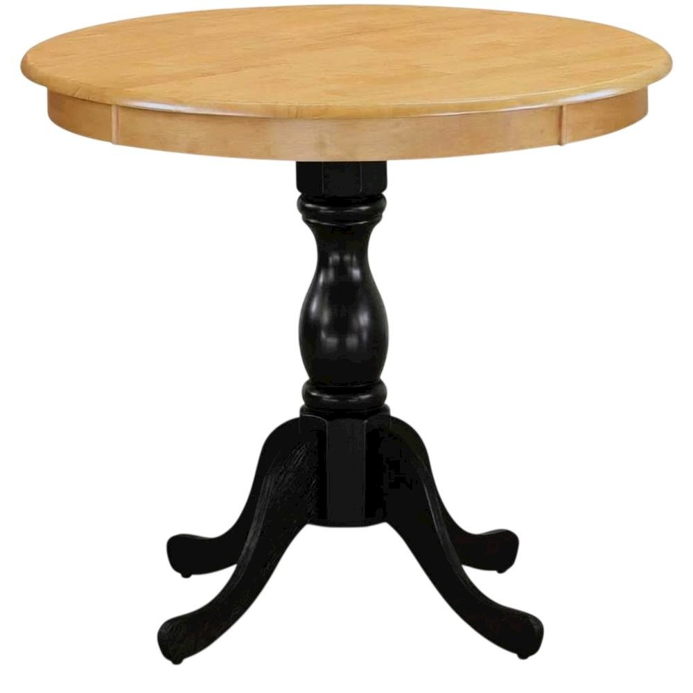 Oak Black Round Pedestal Dining Table, Seats 4 Compact. Picture 1