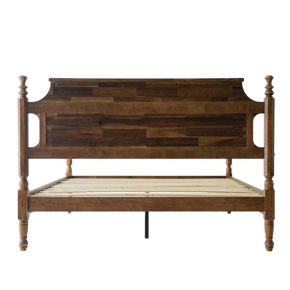 Solid Wood Platform Bed with Headboard, Traditional King Size. Picture 5