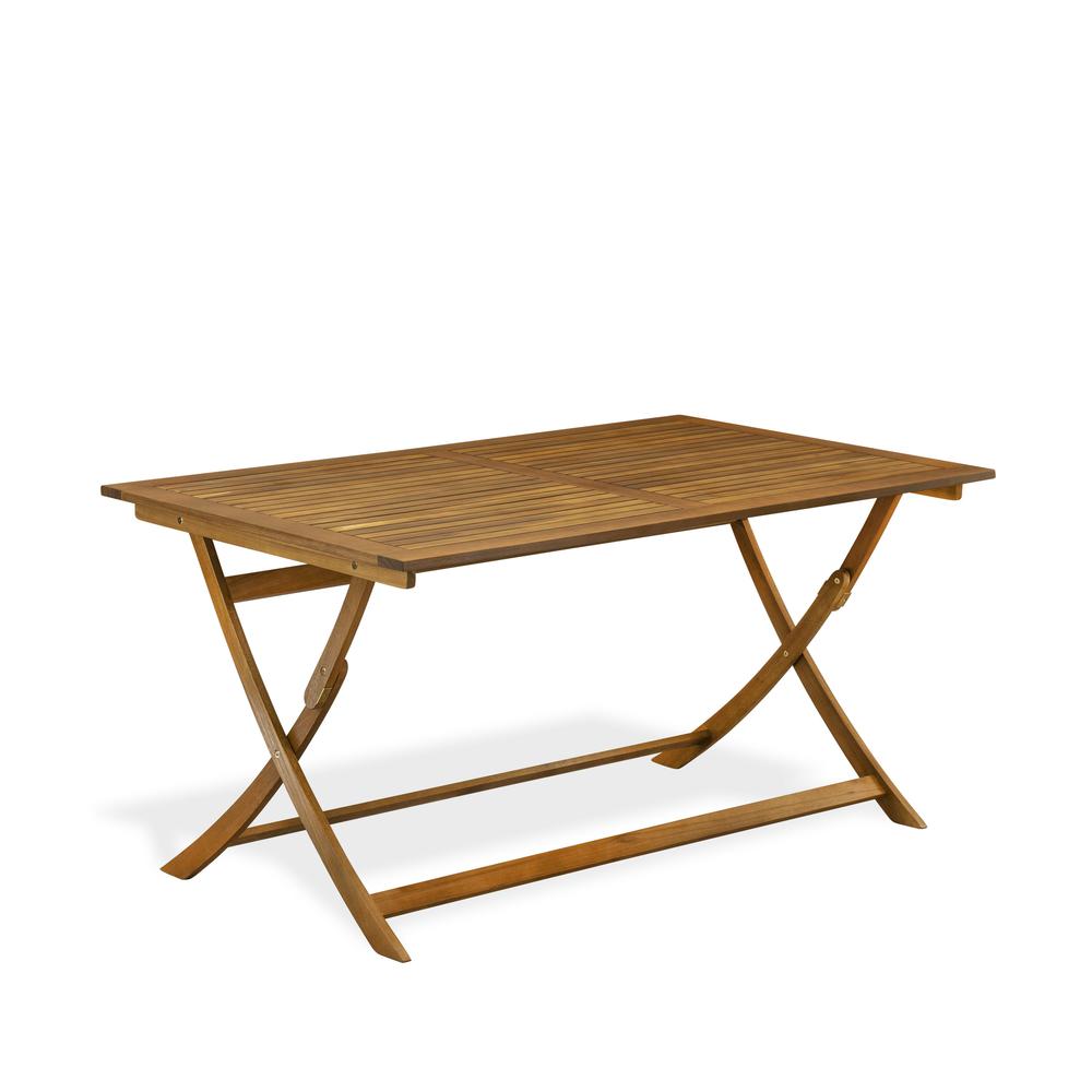 5 Piece Patio Dining Set Consist of a Rectangle Acacia Wood Table. Picture 1