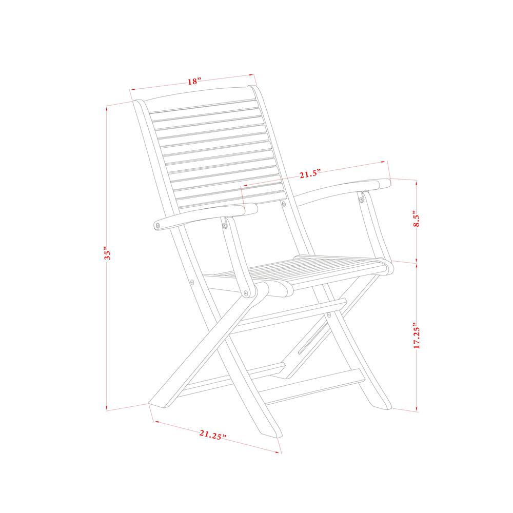5 Piece Patio Dining Set Consist of a Rectangle Acacia Wood Table. Picture 6