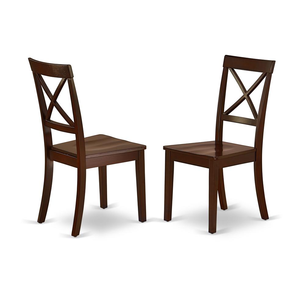 East West Furniture HBBO5-MAH-W 5 Piece Dining Table Set - Mahogany Small Kitchen Table and 4 Mahogany Kitchen & Dining Room Chairs with X-Back - Mahogany Finish. Picture 3
