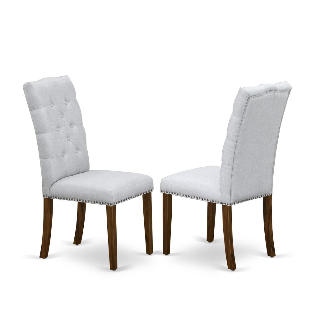 9 Piece Dining Set Includes a Rectangle Dining Room Table with Removable Leaf and 8 Grey Linen Fabric Upholstered Chairs, 42x92 Inch, Jacobean. Picture 5