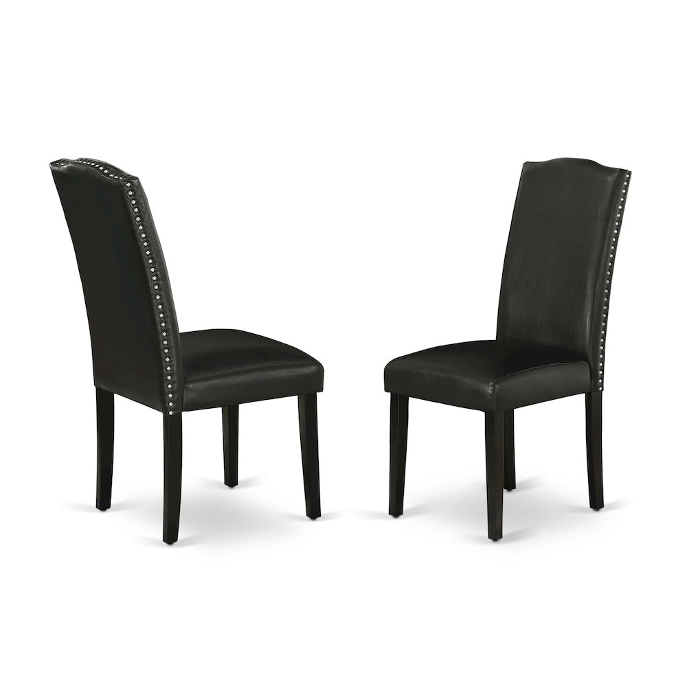 9-Piece Mid Century Dining Set, Black & Cherry. Picture 4