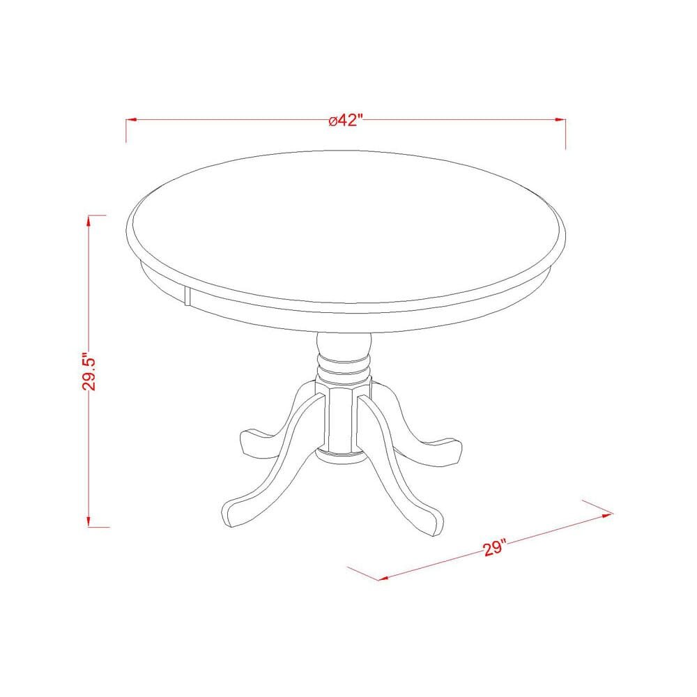 5 Piece Dining Room Set Consists of a Round Solid Wood Table. Picture 4