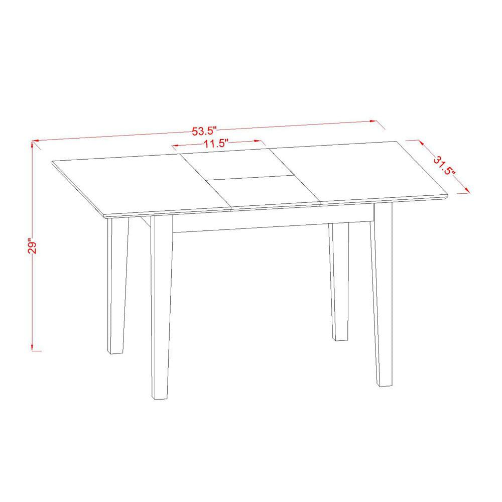 5 Piece Kitchen Set Consists of a Rectangle Dining Table with Butterfly Leaf. Picture 4