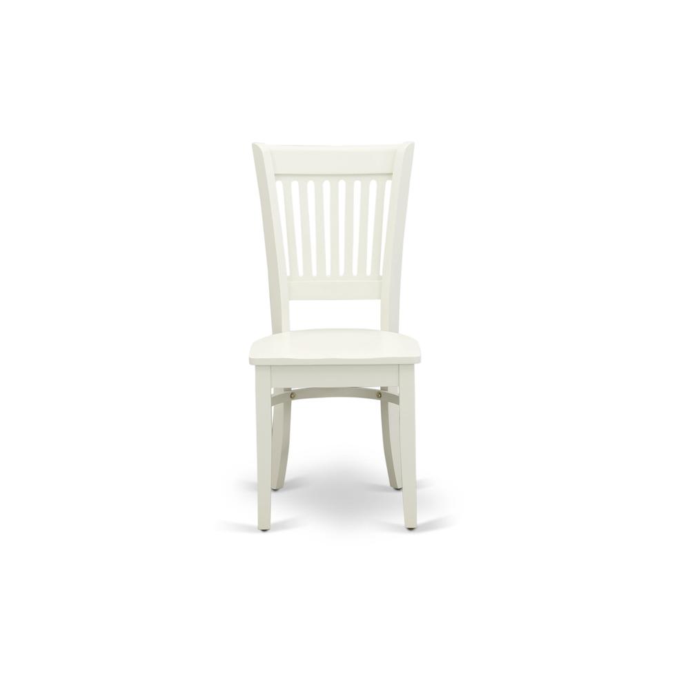 AMVA5-LWH-W - 5-Pc Dinette Set- 4 dining room chairs and Modern dining room table - Wooden Seat and Slatted Chair Back (Linen White Finish). Picture 4