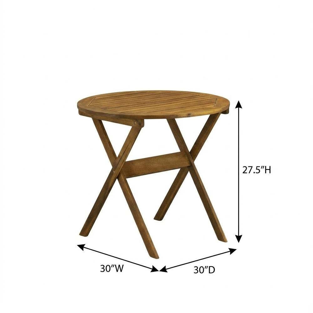 3-Piece Outdoor Bistro Set Oil-Finish Wooden Folding Table and 2 Chairs. Picture 7
