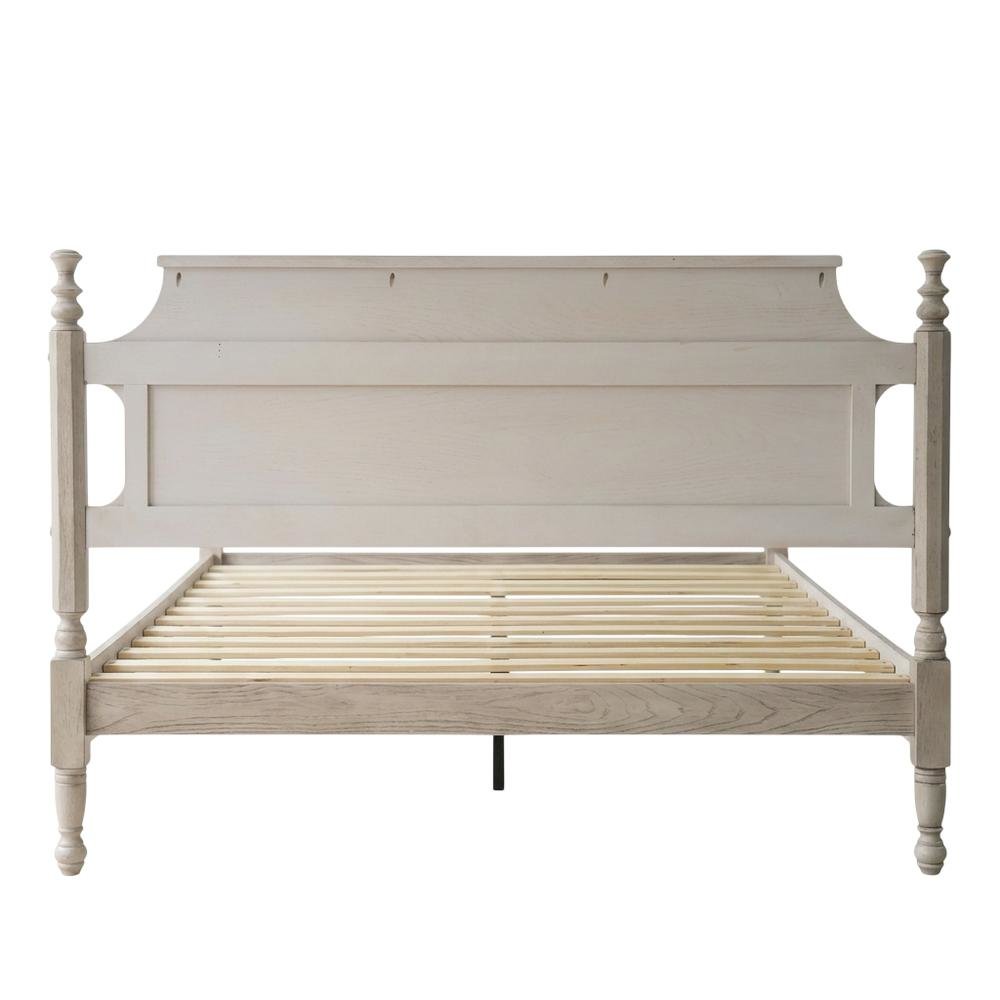 Solid Wood Platform Bed with Headboard, Traditional King Size. Picture 5