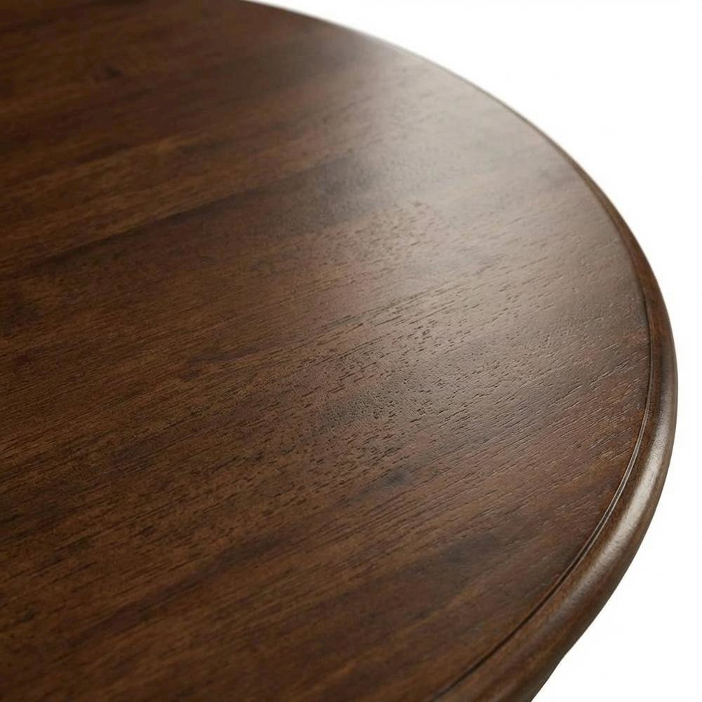 Walnut Linen White Round Pedestal Table, Seats 4, Wood Dining. Picture 6