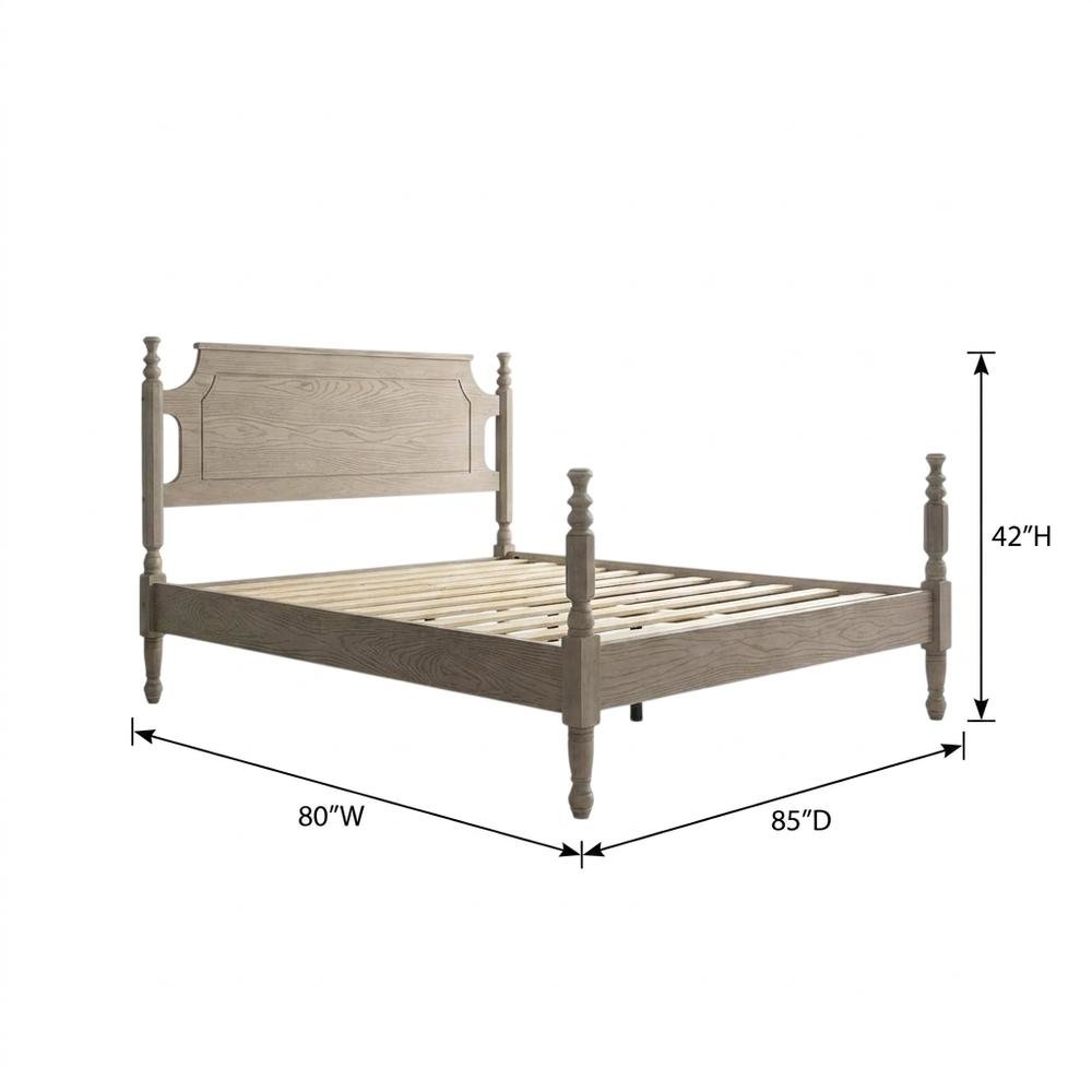 Solid Wood Platform Bed with Headboard, Traditional King Size. Picture 6