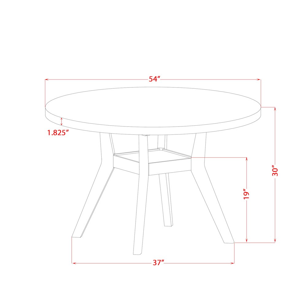 5 Piece Dining Set For 4 Consists Of 54" Round Table In Black Color. Picture 6