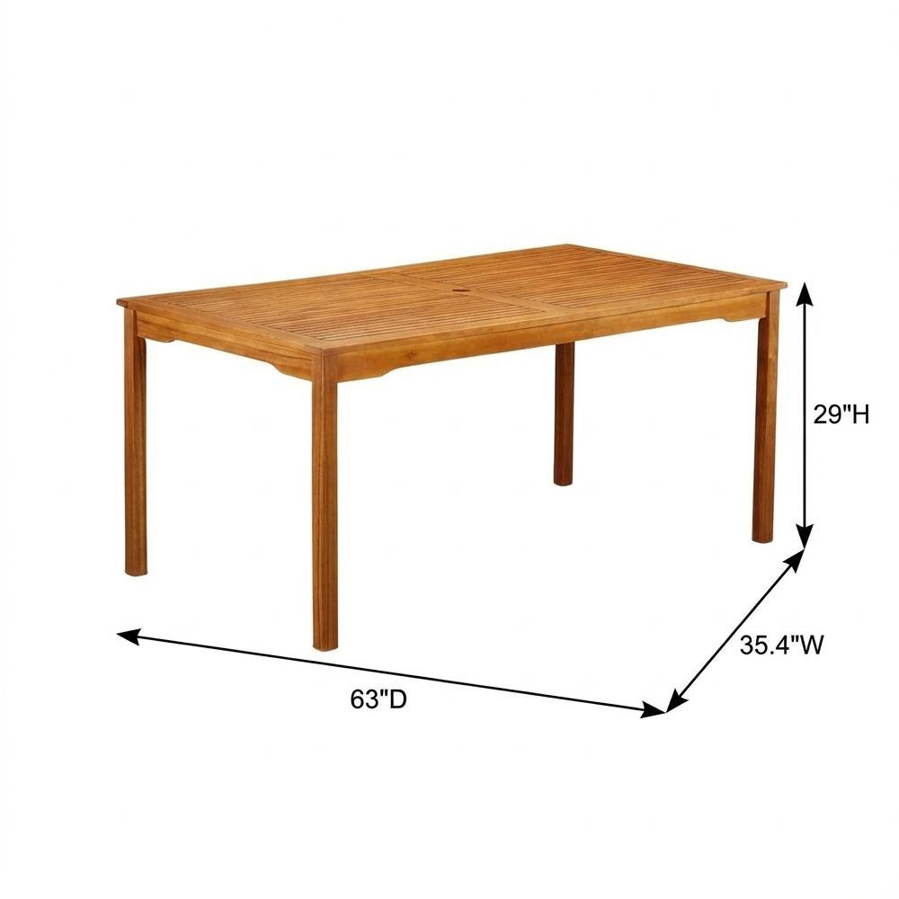 Wooden Patio Set Oil Finish Dining Table with 6 Outdoor Chairs. Picture 6