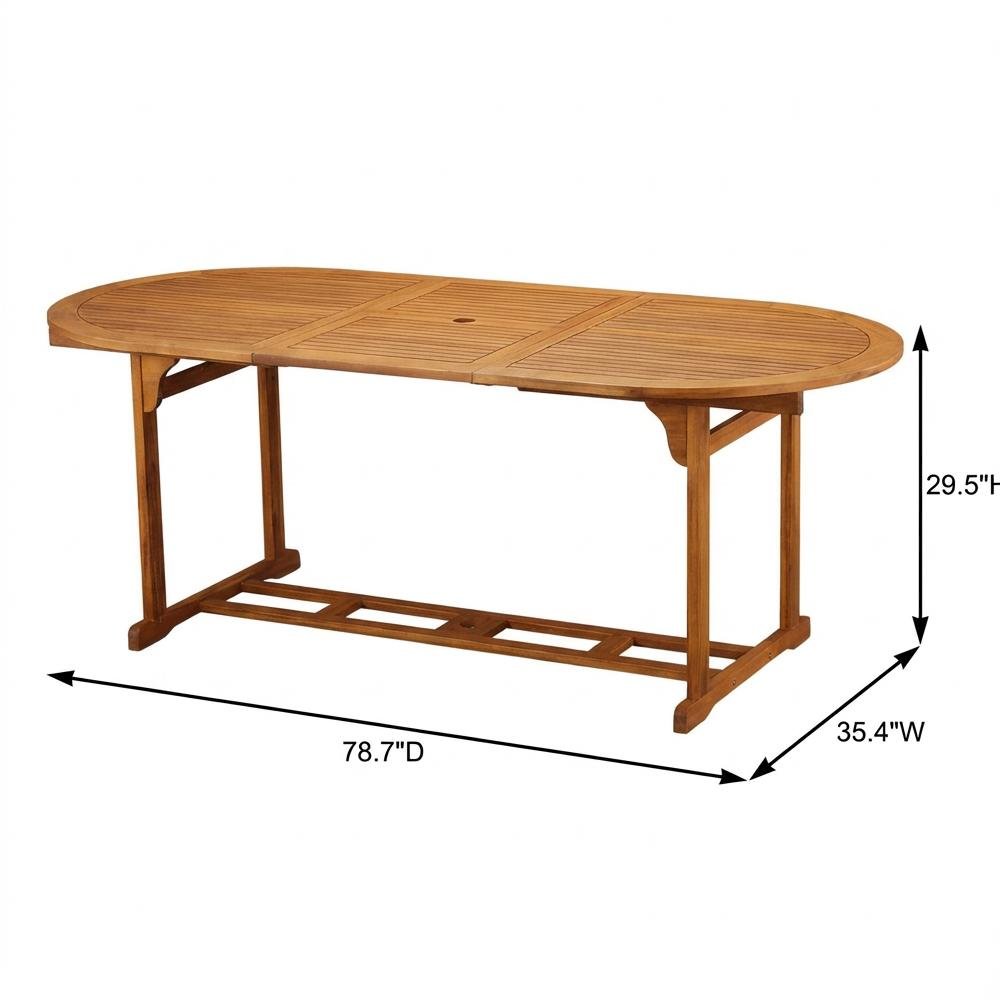 Wooden Patio Set Oil-Finish with Dining Table and 8 Chairs. Picture 6