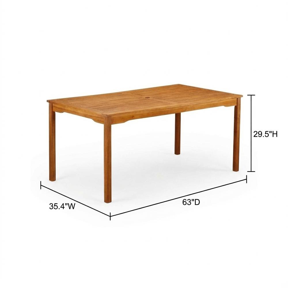 Oil-Finished Wooden Patio Table with Durable Outdoor Wood Finish. Picture 6