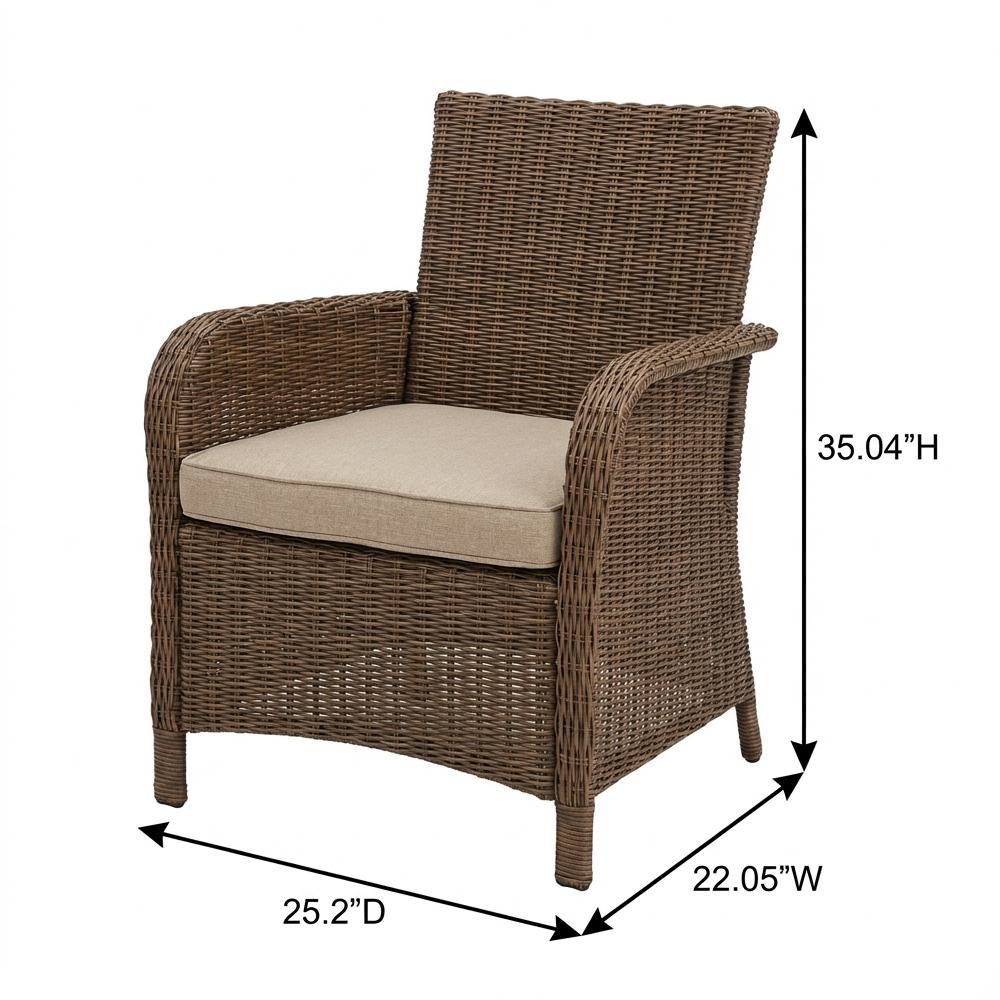 Brown Wicker Patio Chair Set of 2 with Durable Frame and Comfortable Seating. Picture 6