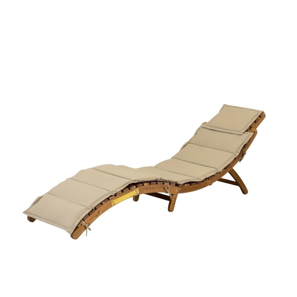 Oil-Treated Outdoor Lounge Chair with Weatherproof Wood and Comfortable Seating. Picture 1