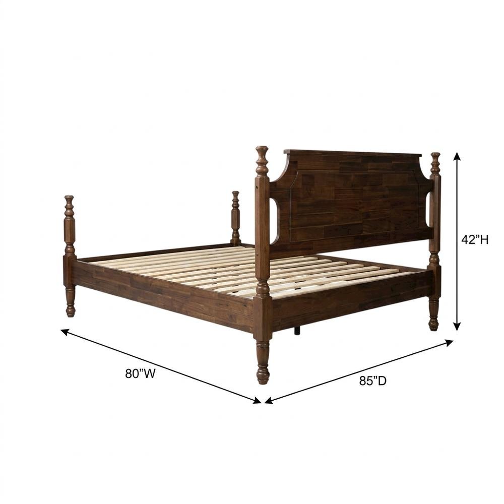 Solid Wood Platform Bed with Headboard, Traditional King Size. Picture 6