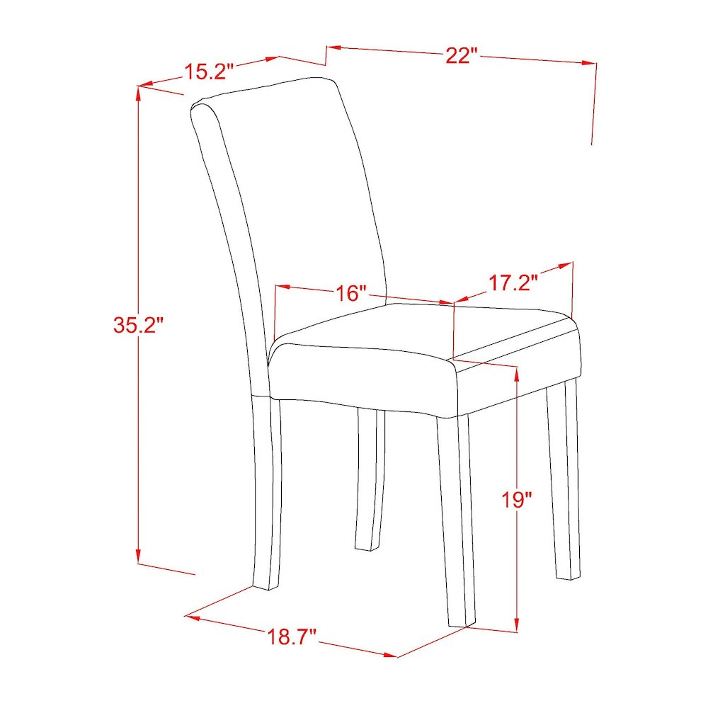 East West Furniture V026AB202-6 6-Pc Kitchen Dining Room Set - 4 Dining Chairs, a Modern Bench Linen White Top and 1 Linen White Dining Table Top with High Chair Back - Linen White Finish. Picture 3