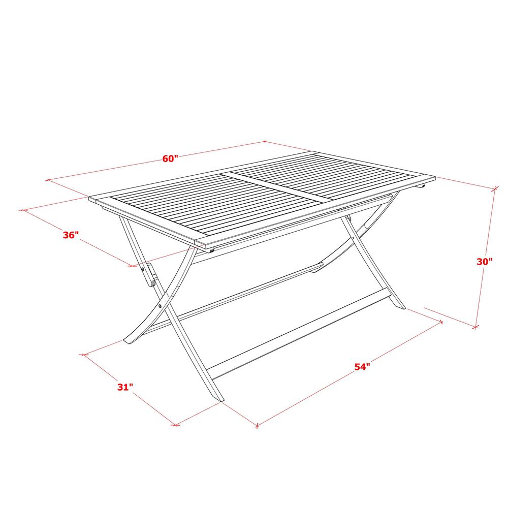 5 Piece Patio Dining Set Consist of a Rectangle Acacia Wood Table. Picture 5
