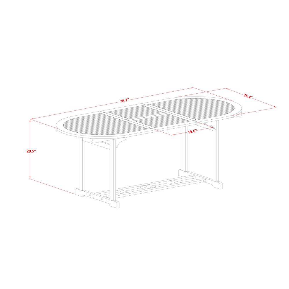 9 Piece Patio Garden Table Set Consist of an Oval Acacia Wood Table. Picture 4