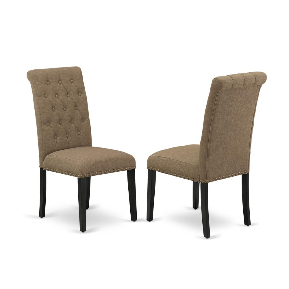 East West Furniture Lassale 9 Piece Set Includes a Rectangle Dining Room Table with Butterfly Leaf and 8 Light Sable Linen Fabric Upholstered Chairs, 42x92 Inch. Picture 4