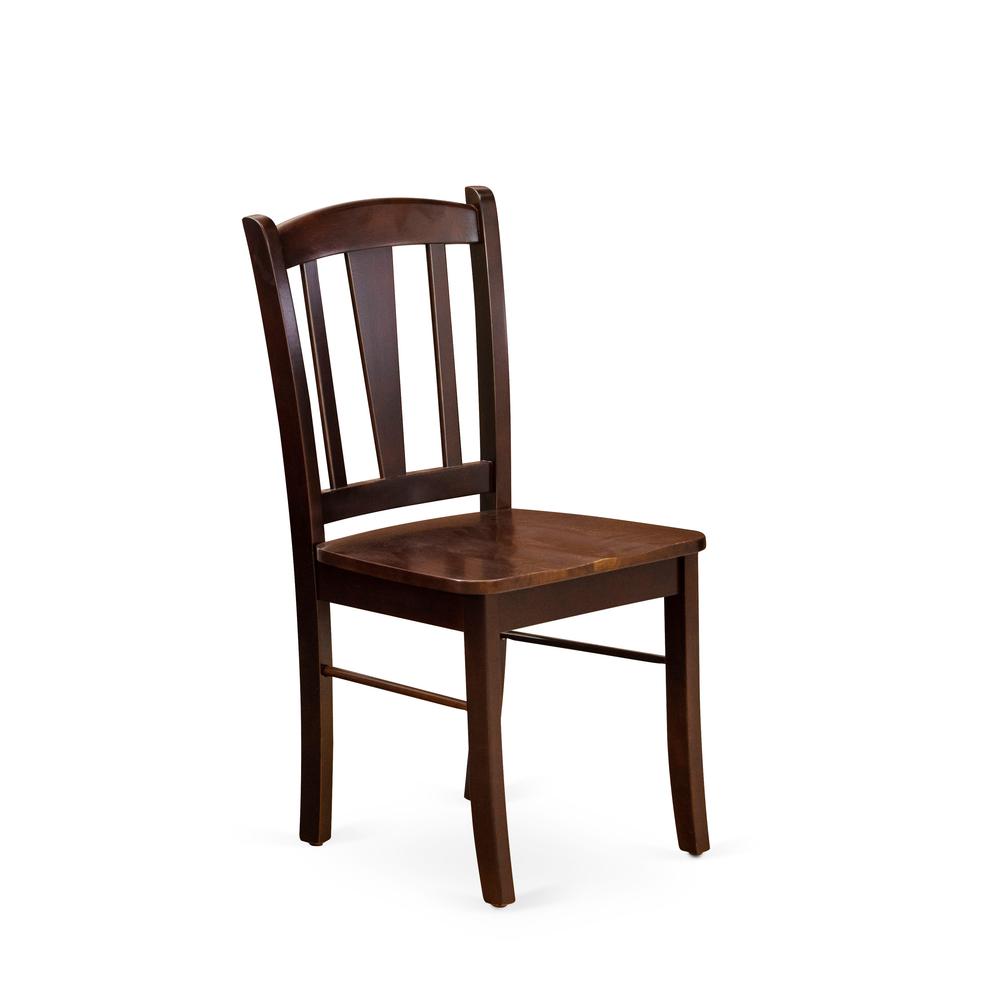 HLDL5-MAH-W - 5-Pc Kitchen Dining Room Set- 4 Kitchen Chair and Modern Kitchen Table - Wooden Seat and Slatted Chair Back - Mahogany Finish. Picture 6