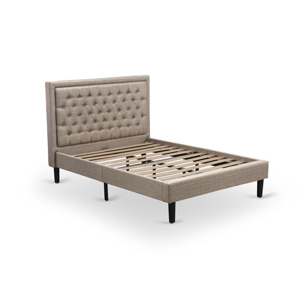 KD16F-1VL0C 2 Piece Wood Bedroom Set - Full Bed Dark Khaki Headboard with 1 Night Stand - Black Finish Legs. Picture 4